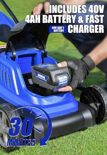 Lawn Mower 40V Brushless 18" Cordless, 5 Cutting Height Adjustments Electric Lawn Mower, Quickly Folding Within 5’s, 4.0AH Battery and Super Charger Included.