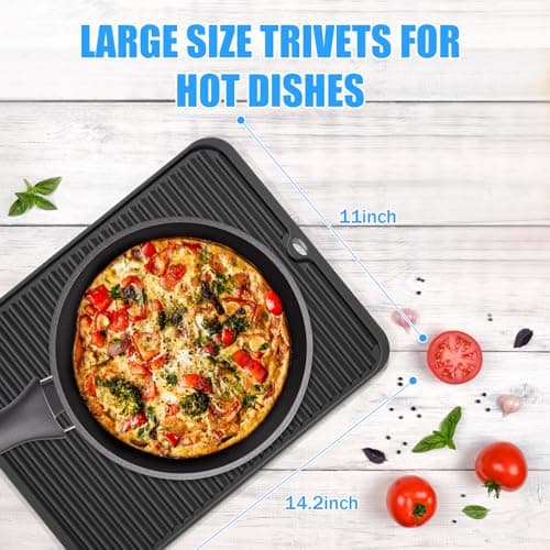Silicone Trivet Mat Extra Large Heat Resistant, Non-Slip Pot Holder, Multi Purpose Kitchen Hot Pad for Use as a Trivet, Hot Dish Mat, or Utensil Drying Rack 14.2"×11 "