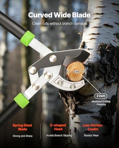 VEVOR Loppers for Tree Trimming, 32 inch Garden Anvil Trimmer with Compound Action, Sharp Steel Blade, Heavy Duty Tree Branch Cutter Up to 2 inch Dia Cut Capacity, Ergonomically Designed Handles