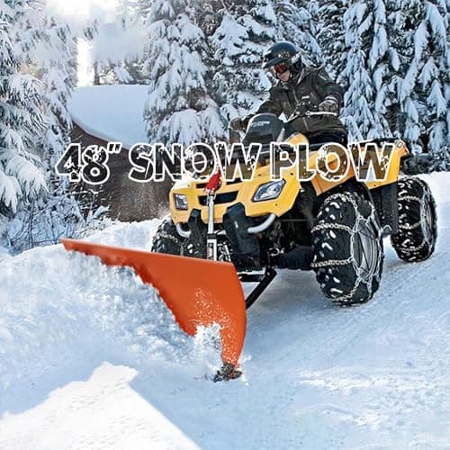 48" Snow Plow Blade Adjustable 0/15/30 Degrees- Heavy-Duty Plow Universal for ATVs, UTVs, and Lawn Tractors – Durable Steel Construction, Easy Mounting, Perfect for Driveway & Sidewalk Clearing