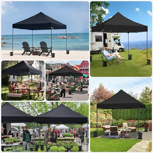Yaheetech Canopy Tent, Commercial Instant Heavy Duty Canopy, 500D Waterproof Adjustable Canopy with Wheeled Carry Bag, 4 Sandbags and 4 Stakes (10x10, Black)