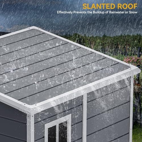 DWVO 5x4 FT Outdoor Storage Shed with Reinforced Floor, All-Weather Resin Storage Shed with Lockable Door & Window, Waterproof Plastic Tool Storage for Garden, Backyard, Patio, Lawn