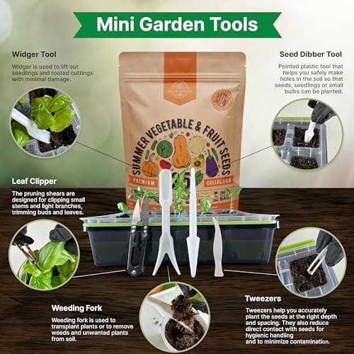 25 Summer Vegetable & Fruit Seeds Variety Pack - 1,870+ Non-GMO Heirloom Veggie & Fruits Seeds for Outdoors and Indoor Home Gardening, Including Collards, Tomato, Pepper, Okra, Onion, Bean, Cucumber