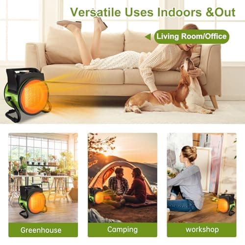 1500W Portable Outdoor Heater - Portable Space Heater with Overheat Protection & 3S Fast Heating, Electric Garage Heaters for Patio, Garage, Bedroom, Office