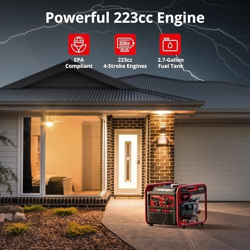 Portable Inverter Generator 4500W Gas Powered, CO-Sensor, Lightweight & Quiet for Home Use and Emergency Backup, Camping, EPA Compliant 2025 Version