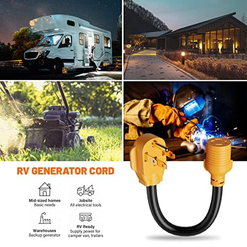 MECMO NEMA 14-50P to L14-30R Generator Transfer Switch Adapter Cord ETL Listed, 240V/120V Generator to House 50 Amp Male to 30 Amp Female Twist Lock 4 Prong Generator Plug Adaptor for Power Backup