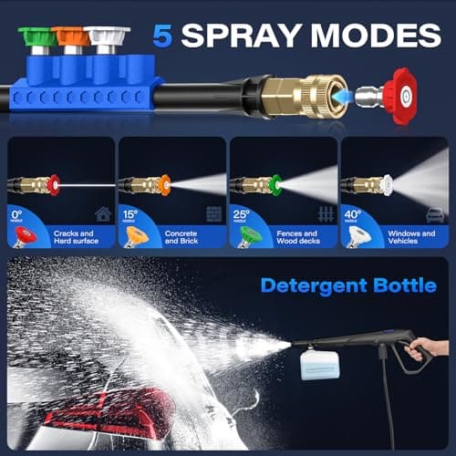 Electric Pressure Washer, Power Washer with Foam Cannon, Portable Pressure Cleaning Machine with 4 Different Nozzles for Cars, Driveways, Fences, Patios, Home Cleaning, 2.5 GPM