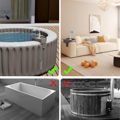 Adjustable Hot Tub Tray Table, Clip-on Pool Cup Holder Phone Holder, Nonslip Spa Drink Tray Side Table for Outdoor Inflatable Pools, Must Have Hottub Accessories for Adults