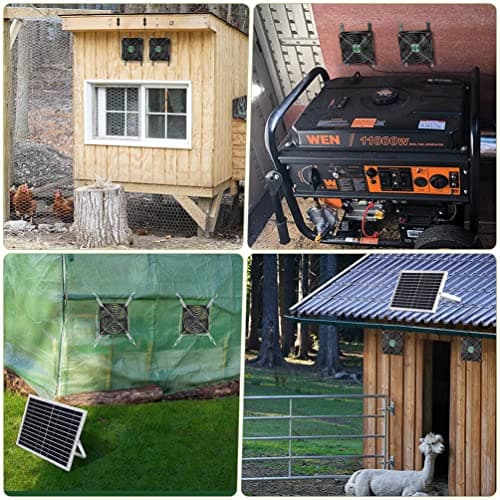 Solar Powered Fan, Solar Fan for Shed, Chicken Coop, Greenhouse, Outside with Two IPX7 Waterproof 5In Fans 13Ft On/Off Switch Cable Exhaust Intake Mounting Way and Installation Kits