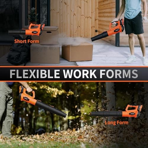 Leaf Blower, 21V Cordless Electric Blower with 2 2.0Ah Batteries and 1 Hour Fast Charger, Lightweight Leaf Blower for Patio Cleaning, Lawn Care, Blowing Fallen Leaves and Dust, etc.