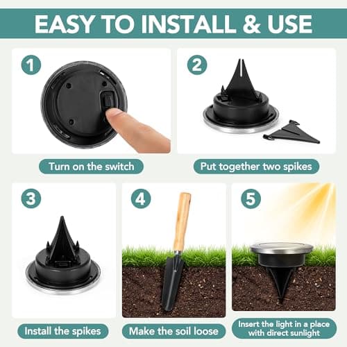 SOLPEX Mini Solar Ground Lights, 10 Pack Solar Lights Outdoor Waterproof, Pathway Lights Solar Powered, Solar Garden Light, Landscape Lighting for Yard Driveway Walkway (Cool White)