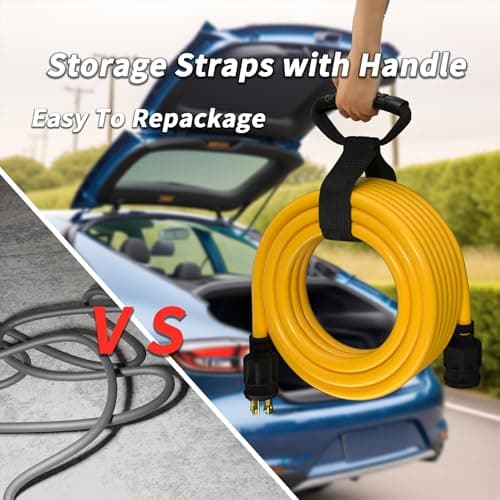 50FT 30 Amp Generator Extension Cord 4 Prong, NEMA L14-30P/L14-30R 10 Gauge STW 125/250V Twist Lock Generator Cord Heavy Duty, Yellow ETL Listed