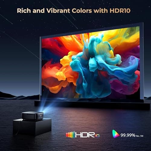 [1000 ANSI & Audio by DBX-TV] Alvar 4K Projector with WiFi 6 and Bluetooth, 30W Speakers, Netflix Certified & DoIby Audio Outdoor Proyector, Auto Focus Native 1080P Smart Projector, Black