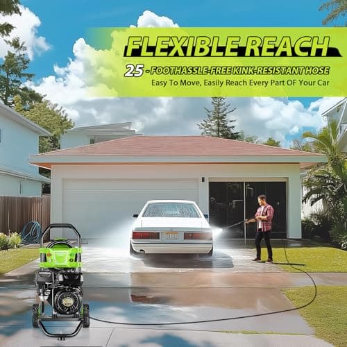 TEANDE Gas Pressure Washer 4200PSI 4.0GPM Power Washer Gas Powered 209CC Engine w/ 5 QC Nozzles, Soap Tank, 25ft Hose for Cleaning Car Driveway Fence Furniture, EPA/CARB/ETL Compliant