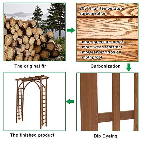 VINGLI 85in Wooden Arbor, Wedding Arch for Ceremony, Wood Trellis for Plant Climbing, Christmas Decor Pergola for Garden Backyard, Lawn (Brown)