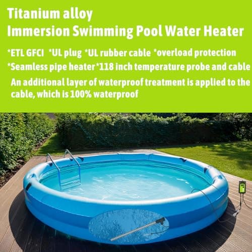 1300W Submersible Hot Tub & Pool Portable immersion Water Heater with Temperature Control and GFCI Leakage Protection for Swimming Pools, Bathtubs, Buckets, Baptistries, and Most Liquids