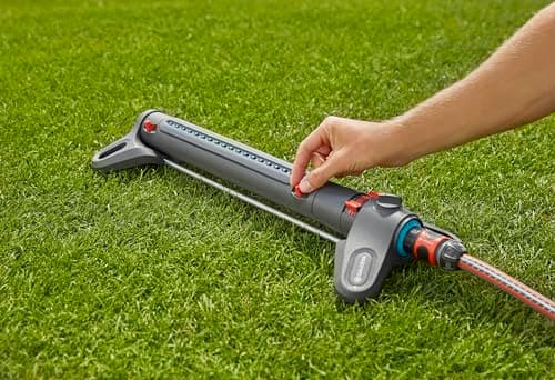 Gardena (18714) Up to 3800 sq ft - AquaZoom Adjustable Oscillating Yard Sprinkler, for Watering Large Area Lawn and Garden. Aquazoom Outdoor oscillating Sprinkler has Wide Heavy Duty Base.