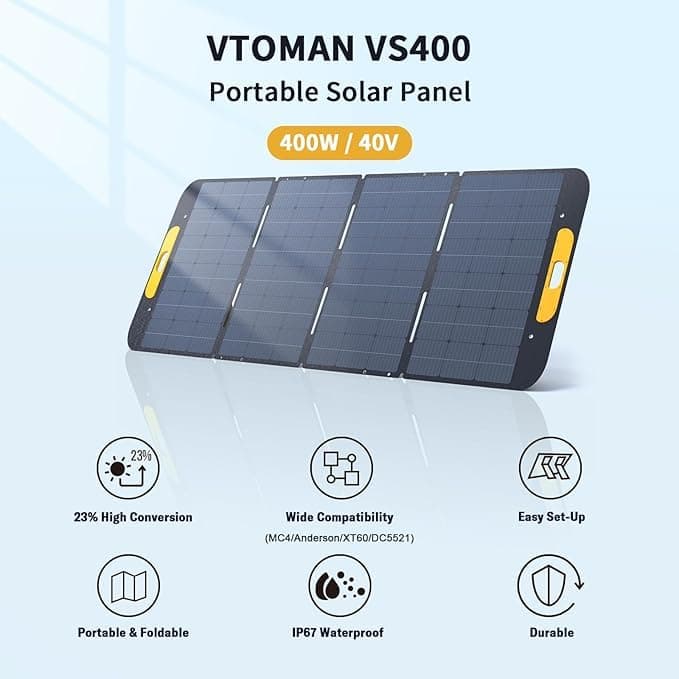 VTOMAN 3096Wh Solar Generator, FlashSpeed 1500 Power Station Bundle with Extra Battery & 400W Solar Panel, 1500W (3000W Peak) LiFePO4 Battery for Home Backup Power RV Emergency (3 Separate Packages)