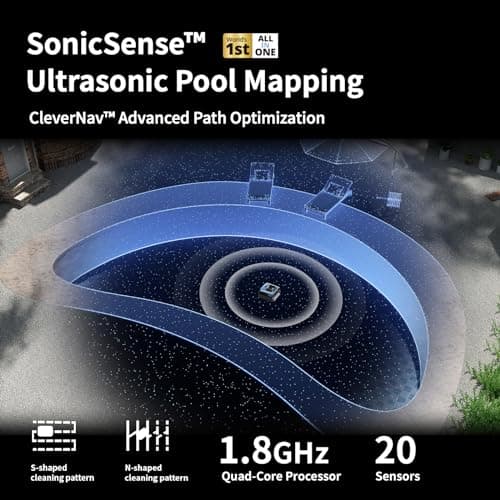 Beatbot AquaSense Pro Pool Robot, Cordless Pool Vacuum for Inground Pools, Clarifies Water, Skims Water Surface, Surface Parking, Intelligent Path Optimization, Up to 3,299 Sq.ft - Navy Blue
