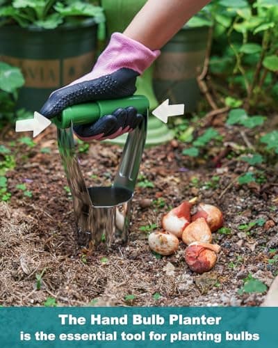 Bulb Planter Tool with Release Button&4Inch Measurements Tulip Planting Tool Bulb Transplanter Bulb Digger for Removing Soil and Planting Bulbs or Other Small Plants in Pots and Flowerbeds