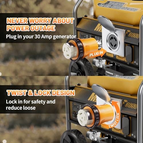 MECMO NEMA L14-30P to SS2-50R RV Marine Power Generator Adapter, 30A 4 Prong Twist Lock Generator L14-30P Male to 50A Marine Shore Power SS2-50R Female with Locking Ring, 125V/250V