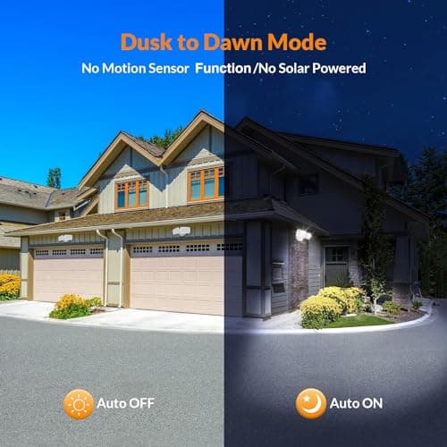 LEPOWER 2 Pack LED Security Light Dusk to Dawn Outdoor Flood Light Fixture with 2 Adjustable Heads, 3000LM/28W, 5500K, IP65 Waterproof Exterior Flood Lights for Garage, Backyard (White)