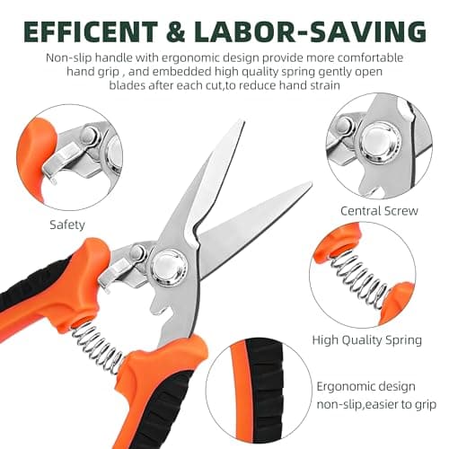 3-Pack Stainless Steel Pruning Shears, Pruning Snips and Clippers for Gardening