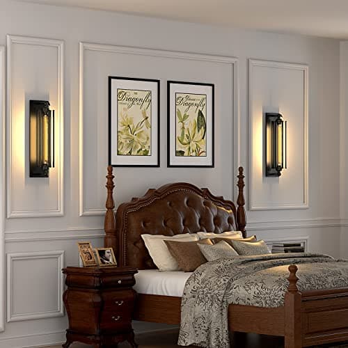 Licperron Sconces Wall Lighting, Industrial Black Wall Sconces Antique Light Fixtures for Bedside, Bar, Restaurant, Hallway, Indoor&Outdoor Wall Decor, E26 & E27 Bar Lights, UL Approval, 2 Pack