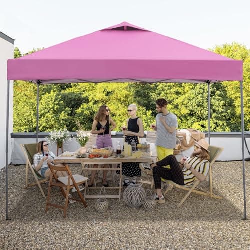 GDY 10'x10' Pop Up Canopy Tent, Outdoor Canopy Tent, Commercial Instant Gazebos, Portable Shelter Canopies, for Patio/Outdoor/Wedding Parties and Events,(Pink).