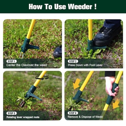 Weed Puller Tool, 50IN Long Handle 3 Claws Stand Up Weeder, Extra Thickened Stainless Steel Shaft Garden Weeding Tool,Remove the Roots of Thistles, Crabgrass, Dandelions, and Blackberries, etc.