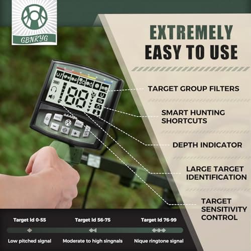 Professional Metal Detector for Adults,12" IP68 Waterproof Search Coil with LCD Backlight,5 Modes Gold Detector,Advanced DSP Chip&High Accuracy System for Beach/Gold Hunting