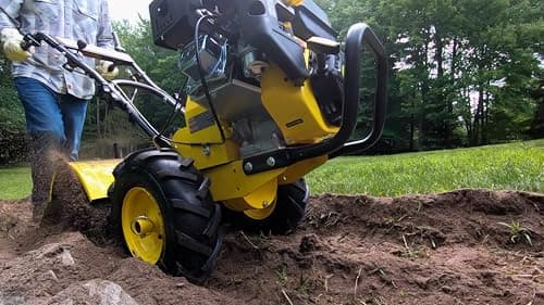 Champion Power Equipment 19-Inch Counter Rotating Rear Tine Tiller with Self-Propelled Agricultural Tires