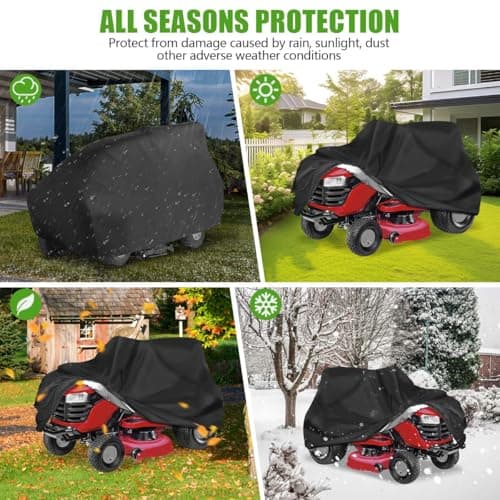 Outdoors Lawn Mower Cover Waterproof Heavy Duty 210D Polyester Oxford UV Protection Lawn Tractor Cover Fits Decks Up to 54" with Drawstring and Storage Bag