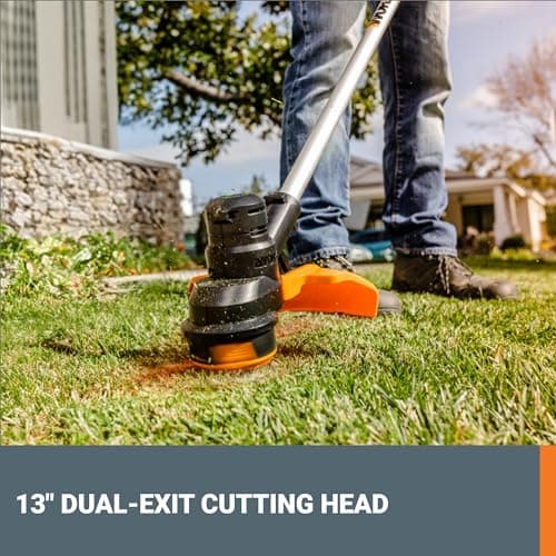 Worx WG183 40V 13" Cordless String Trimmer (Batteries & Charger Included), Black and Orange