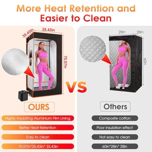 Portable Sauna Box for Home With 3L 1000W Steamer, Remote Control, Folding Chair - Steam Tent for Gym, Yoga, Pilates, Hot Tub