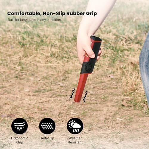 Fisher F-Pulse Waterproof Pinpointer Metal Detector, Red – Pulse Induction Technology for Deepest Detection, Long Battery Life, LED Light, vibrate & beep Modes for Precise Target Location.