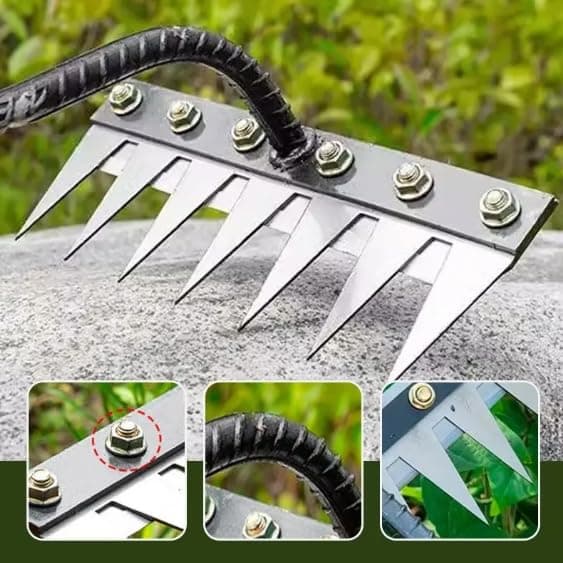 Iron Rake 2.0, Weed Puller Tool, Gardenia Iron Weeding Rake, Carbon Steel Garden Weeding Iron Weeding rake, Detachable Gardening Hand Weeder Puller Tool for Gardening and Weeding (8 Tooth)