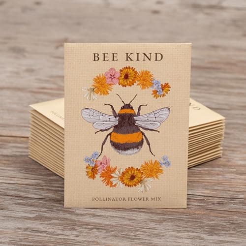Bentley Seed Co. | Bee Kind Pollinator | Beautiful Bee Art | Environmental Favors Cards for Guests Seed Packets | Pollinator Wildflower Mix Seed Packets | Eco-Friendly Hand Out Gift | 25 Pack