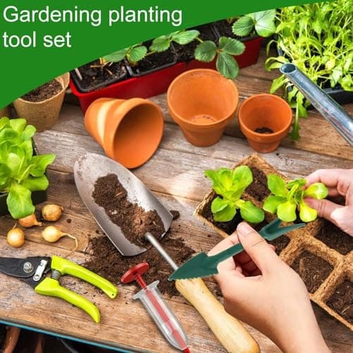 10 PCS Mini Seed Spreader, 2025 New Mini Sowing Seed Dispenser, Seed Planter Tool, Manual Seedlings Dibber and Widger Set, Small Seed Spreader with Seedlings Dibber Widger for Spreaders
