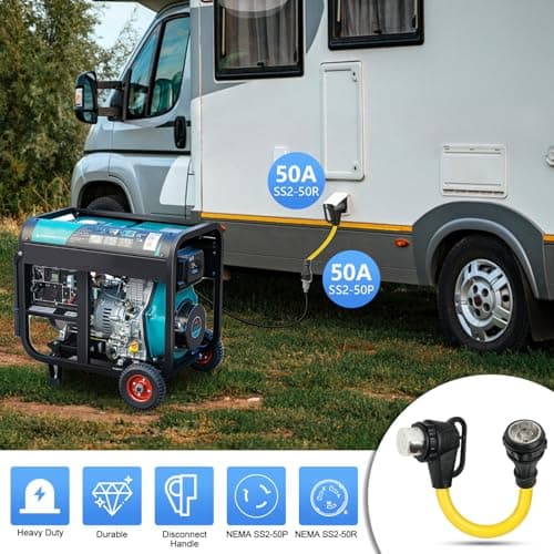 NEMA SS2-50P to SS2-50R RV Adapter, Dogbone Extension Cord Adapter, 50Amp SS2-50 Marine Shore Twist Lock Male Plug to 90-Degree Locking Female Receptacle, for RV Travel Trailer