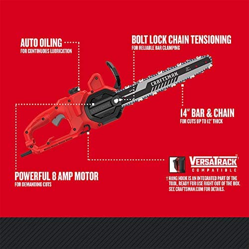 CRAFTSMAN Chainsaw, 14 Inch, 8 Amp, Corded (CMECS614)
