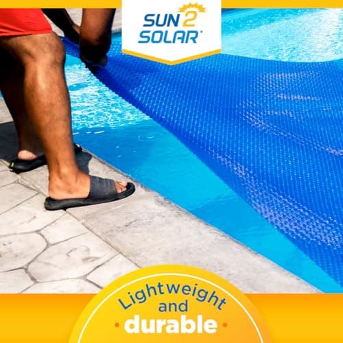 Sun2Solar Blue 18 ft x 36 ft Rectangle Solar Cover | 800 Series | Heat Retaining Blanket for Rectangular Inground & Above Ground Swimming Pools | Use Sun to Heat Pool | Bubble Heating Blankets