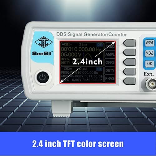 Professional Upgraded DDS Signal Generator Counter, Seesii 60MHz LCD Display High Precision 200MSa/s Dual-Channel Arbitray Waveform Function Generator Frequency Meter