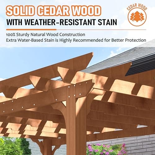VEIKOU 12x20 FT Cedar Wood Pergola Kit with Snow Wind Support, Slatted for Patio, Backyard, Garden