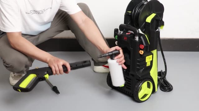 Electric Pressure Washer 5000PSI-Max 3.6GPM Power Washer Touch Screen Adjustable Pressure,4 Nozzles and 500ml Foam Cannon Power Washer Cleaning for Patio Yellow