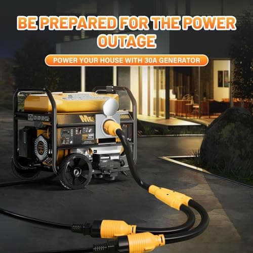 MECMO 4 Prong 30 Amp Generator Splitter Y Adapter NEMA L14-30P to 2x L14-30R, 10 AWG SJTW Generator Locking Power Cord Cable 3FT for Manual Transfer Switch, Portable Generators, Outages 125/250V 7500W