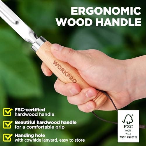 WORKPRO Garden Tool Set, 3 Pcs Gardening Hand Tools with Wood Handle, Weed Puller, Crack Weeder, Hand Trowel, for Planting, Digging, Weeding, Ideal Gardening for Women & Men