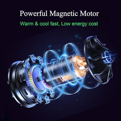 Bladeless Heater and Fan Combo, 1400 Watt Heater Fan and 40 Watt Cold Fan, 80° Oscillating Fan, All the Season Use, Remote and Touch Control, Floor Tower fan, Office Room, Bedroom, Blue White
