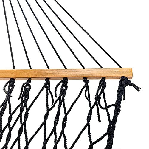 Castaway Living 13 ft. Double Traditional Hand Woven Navy Polyester Rope Hammock with Free Extension Chains, and Tree Hook, for 2 People with a Weight Capacity of 450 lbs.