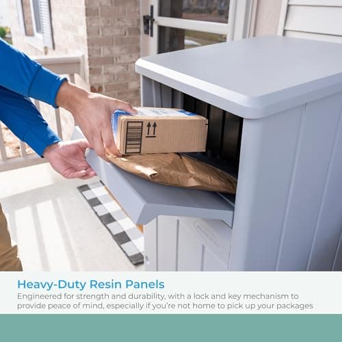 Suncast 33.5-Gallon Capacity Package Delivery Box, Parcel Drop Box with Lock, Weather Resistant Outdoor Storage Solution for Secure Package Deliveries, Made in USA